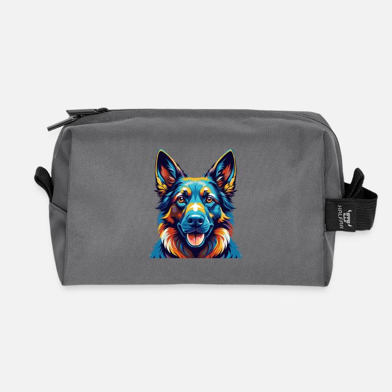 Holländischer Schäferhund Hunderasse Bunte Karikatur Kawaii - Recycelte Kulturtasche - Anthrazit