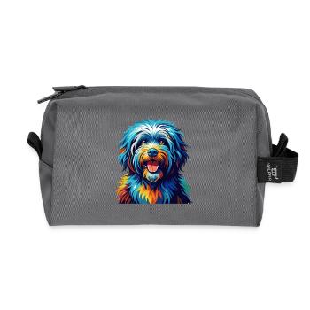 Puli Chien Race Coloré Aquarelle Dessin Animé Kawaii - Trousse de toilette en tissu recyclé - anthracite - Devant