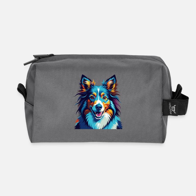 Sheltie Hunderasse Bunte Karikatur Kawaii - Recycelte Kulturtasche - Anthrazit