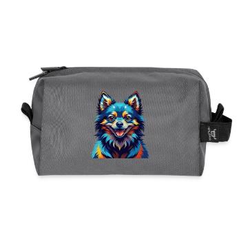 Spitz Chien Race Coloré Aquarelle Dessin Animé Kawaii - Trousse de toilette en tissu recyclé - anthracite - Devant