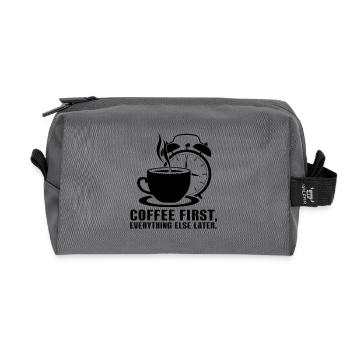 D’abord le café, puis tout le reste - Trousse de toilette en tissu recyclé - anthracite - Devant