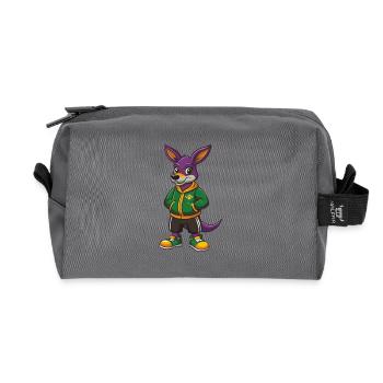 Kangourou drôle Kawaii dessin animé Personnage Clipart - Trousse de toilette en tissu recyclé - anthracite - Devant