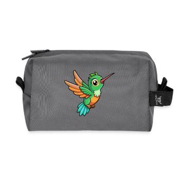 colibri mignon personnage de dessin animé Kawaii Clipart - Trousse de toilette en tissu recyclé - anthracite - Devant