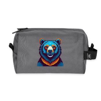 Bear Colorful Kawaii Cartoon Character Clipart - Recycled Toiletry Zip Bag - anthracite - Front