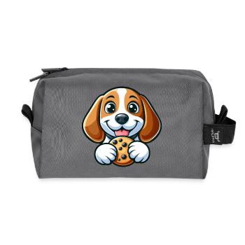 Süßer Beagle Hund süße Kekse Nachtisch - Recycelte Kulturtasche - Anthrazit - Vorne