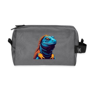 Iguana Colorful Kawaii Cartoon Character Clipart - Recycled Toiletry Zip Bag - anthracite - Front