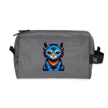 Kitten Colorful Kawaii Cartoon Character Clipart - Recycled Toiletry Zip Bag - anthracite - Front