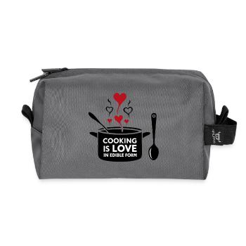 Kochen ist Liebe in essbarer Form. - Recycelte Kulturtasche - Anthrazit - Vorne