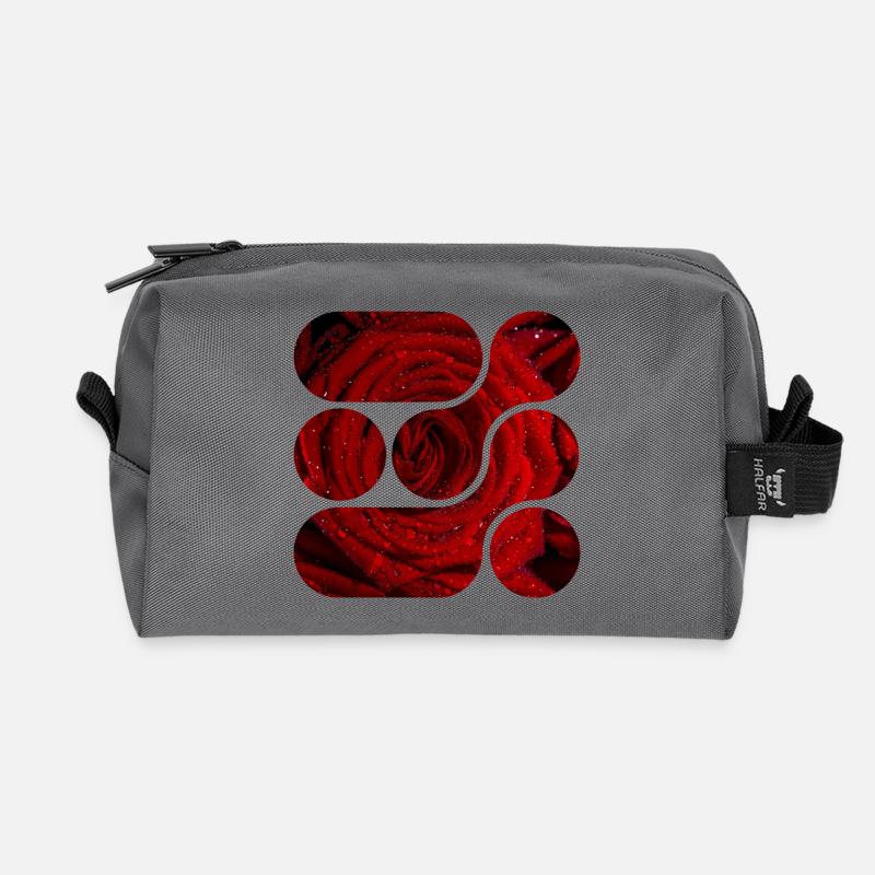 OCHOOO - Rote Rose - Recycelte Kulturtasche - Anthrazit