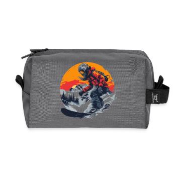 Snowboarder Graphic - Recycled Toiletry Zip Bag - anthracite - Front