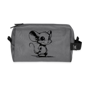 Baby Kids Mouse Cartoon Pencil Sketch Style - Recycled Toiletry Zip Bag - anthracite - Front