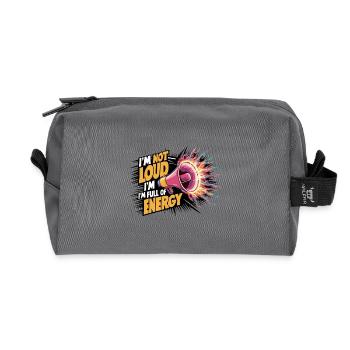 Ich bin nicht laut, ich bin voller Energie. - Recycelte Kulturtasche - Anthrazit - Vorne