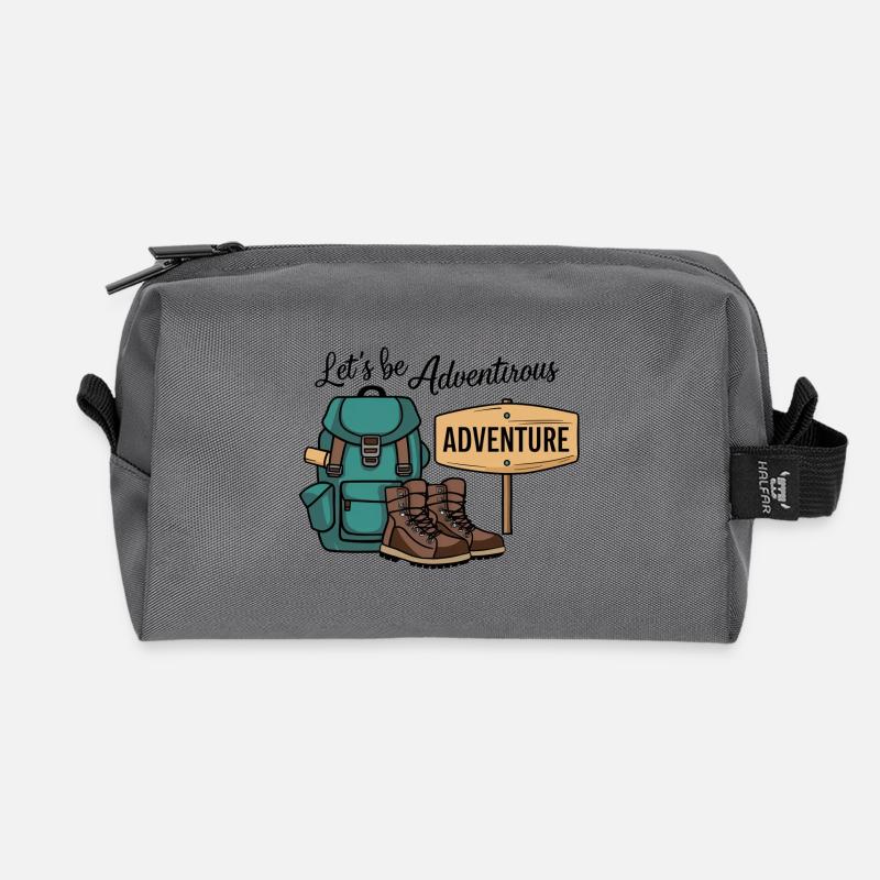Lass uns abenteuerlich sein. - Recycelte Kulturtasche - Anthrazit