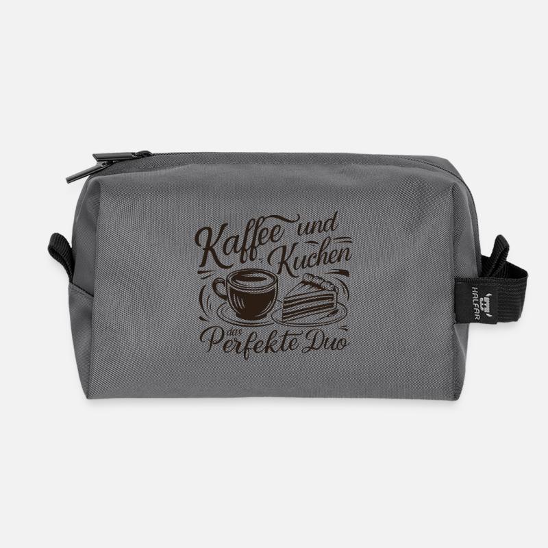 Kaffee und Kuchen – das perfekte Duo. - Recycelte Kulturtasche - Anthrazit