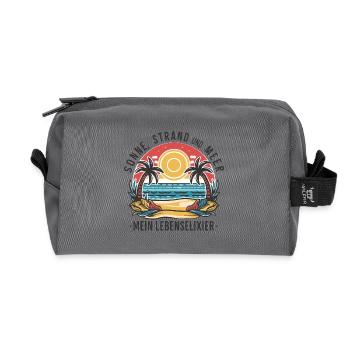 Sun, beach and sea - my elixir of life - Recycled Toiletry Zip Bag - anthracite - Front