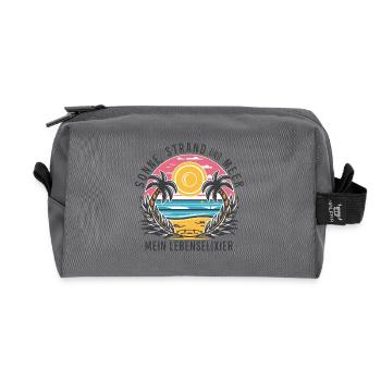 Sun, beach and sea - my elixir of life - Recycled Toiletry Zip Bag - anthracite - Front