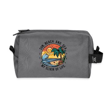 Sun, beach and sea - my elixir of life - Recycled Toiletry Zip Bag - anthracite - Front