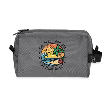Sun, beach and sea - my elixir of life - Recycled Toiletry Zip Bag - anthracite - Front