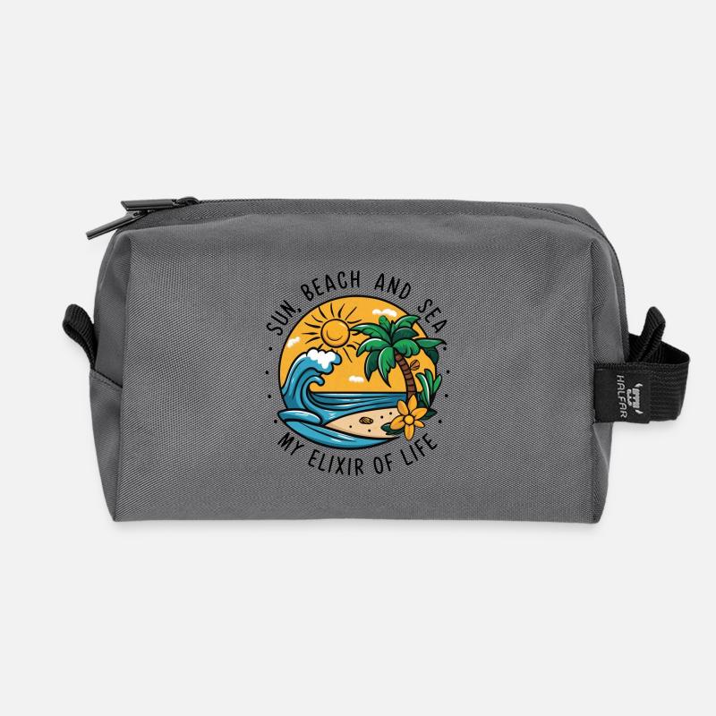 Sonne, Strand und Meer - mein Lebenselixier - Recycelte Kulturtasche - Anthrazit