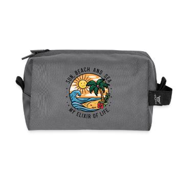 Sun, beach and sea - my elixir of life - Recycled Toiletry Zip Bag - anthracite - Front