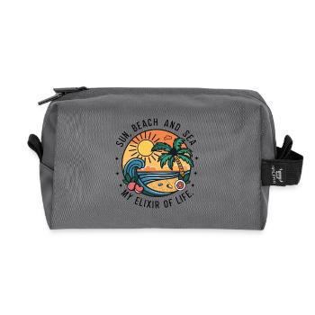 Sun, beach and sea - my elixir of life - Recycled Toiletry Zip Bag - anthracite - Front