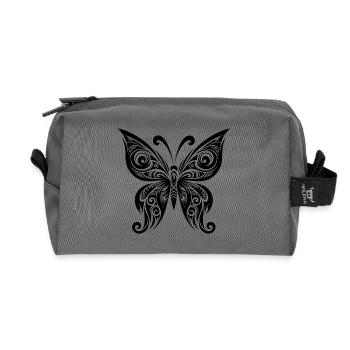 Hübscher Tinten Tattoo Kinder Style Schmetterling - Recycelte Kulturtasche - Anthrazit - Vorne