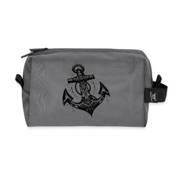 Kunstvoller Anker im eleganten Tattoo Style - Recycelte Kulturtasche - Anthrazit - Vorne