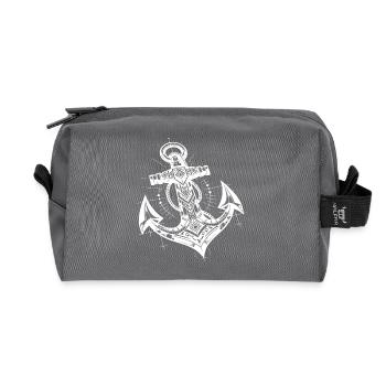 Kunstvoller Anker im eleganten Tattoo Style - Recycelte Kulturtasche - Anthrazit - Vorne