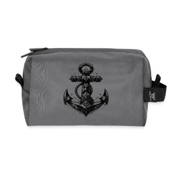 Klassischer Tattoo Anker eleganter Skizzen Style - Recycelte Kulturtasche - Anthrazit - Vorne