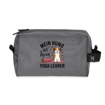 My dog is my yoga teacher - Recycled Toiletry Zip Bag - anthracite - Front