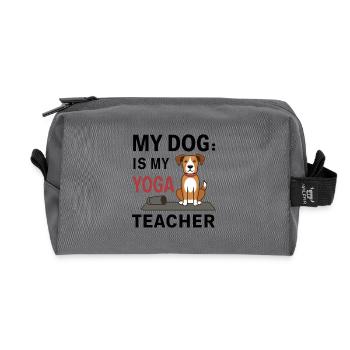 My dog is my yoga teacher - Recycled Toiletry Zip Bag - anthracite - Front