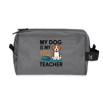 My dog is my yoga teacher - Recycled Toiletry Zip Bag - anthracite - Front