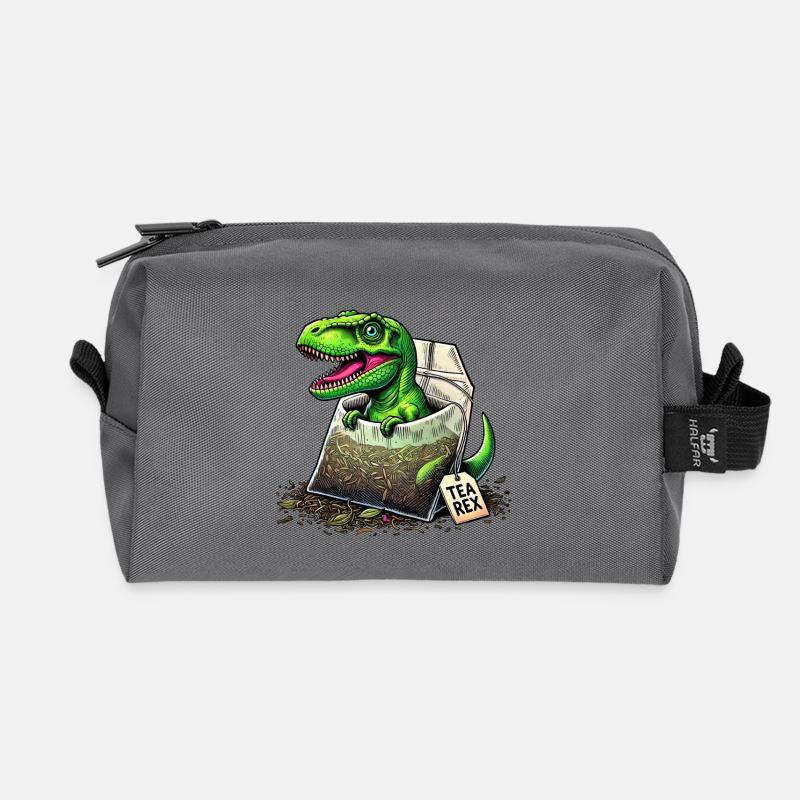 Tea Rex T-Rex Dinosaurier - Recycelte Kulturtasche - Anthrazit