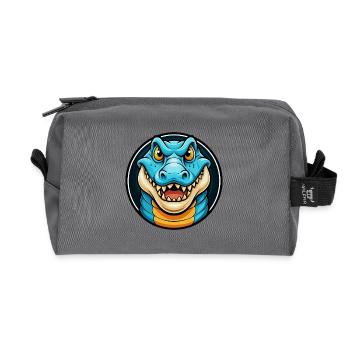 Alligator coloré Kawaii dessin animé Personnage Animal - Trousse de toilette en tissu recyclé - anthracite - Devant