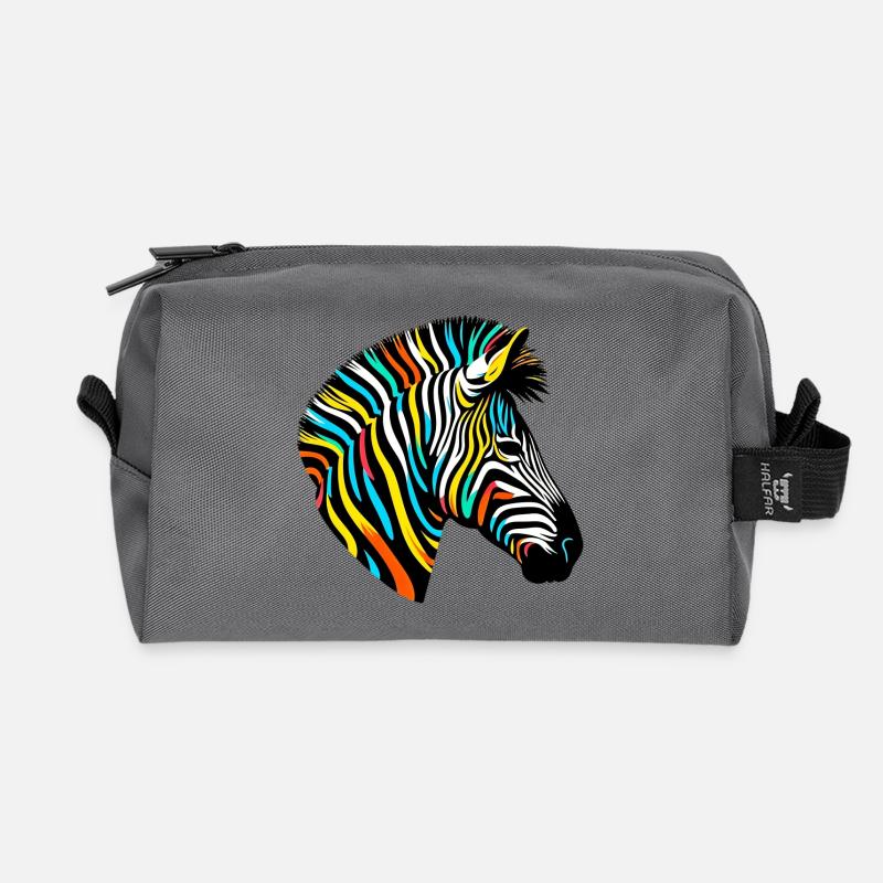 Zebra - Recycelte Kulturtasche - Anthrazit