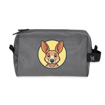 Kangourou Chien Race Dessin animé Kawaii Clipart - Trousse de toilette en tissu recyclé - anthracite - Devant