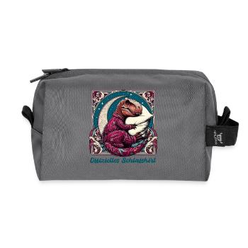 T-Rex Schlafen Offizielles Schlafshirt Geschenk - Recycelte Kulturtasche - Anthrazit - Vorne