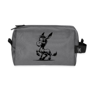 Little Donkey Long-Eared Pencil Drawing - Recycled Toiletry Zip Bag - anthracite - Front