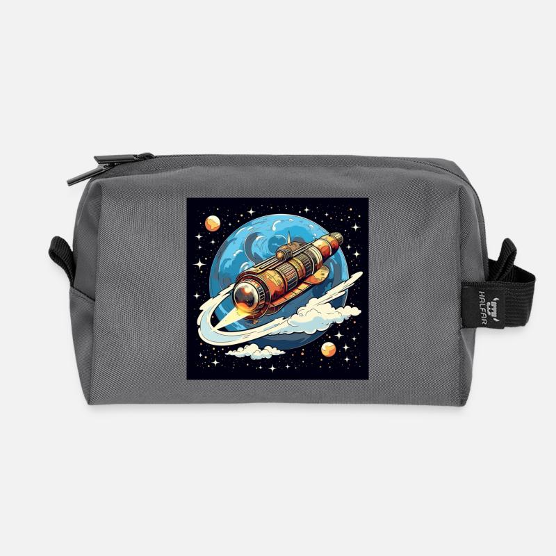 Raketenflug durchs All - Recycelte Kulturtasche - Anthrazit