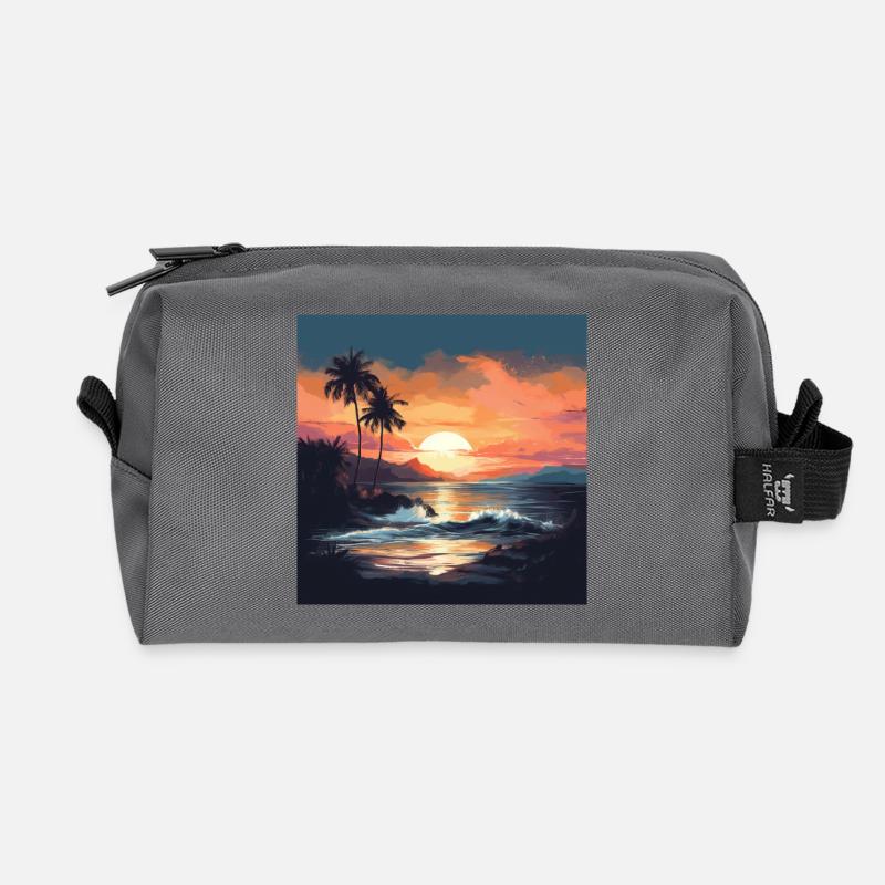 Coucher de soleil tropical sur la plage - Trousse de toilette en tissu recyclé - anthracite
