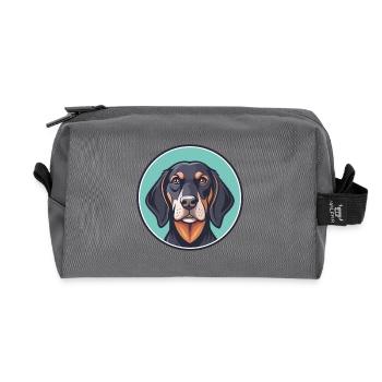Noir Et Tan Coonhound Chien Race Dessin Animé Kawaii - Trousse de toilette en tissu recyclé - anthracite - Devant