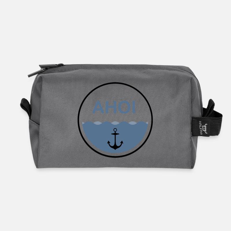 Anker Ahoi Logo I (black) - Recycelte Kulturtasche - Anthrazit