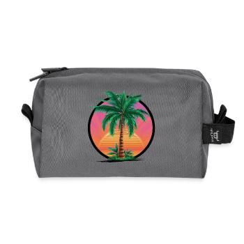 Tropical palm tree at sunset – holiday motif - Recycled Toiletry Zip Bag - anthracite - Front