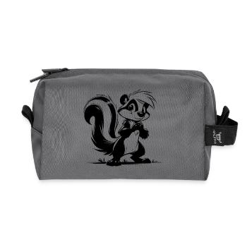 Kids Skunk Pencil Drawing Sketch - Recycled Toiletry Zip Bag - anthracite - Front