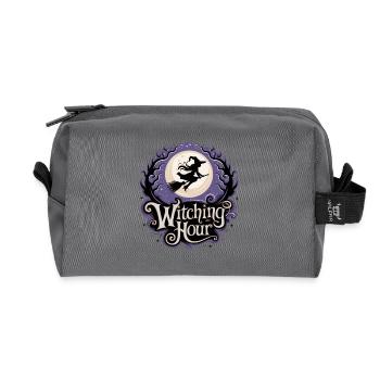 Sorcière à la pleine lune – Witching Hour - Trousse de toilette en tissu recyclé - anthracite - Devant