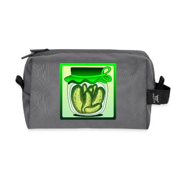CORNICHONS, CORNICHONS, SALADE DE CONCOMBRE, CONCOMBRE - Trousse de toilette en tissu recyclé - anthracite - Devant