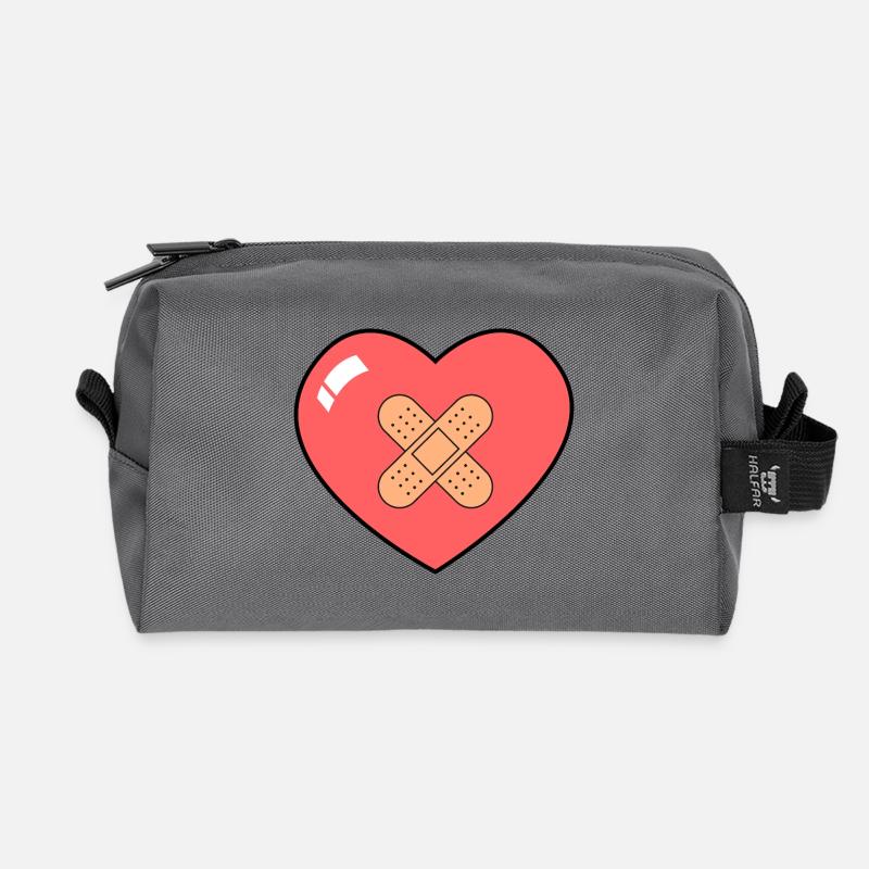 Herz mit Pflaster - Recycelte Kulturtasche - Anthrazit