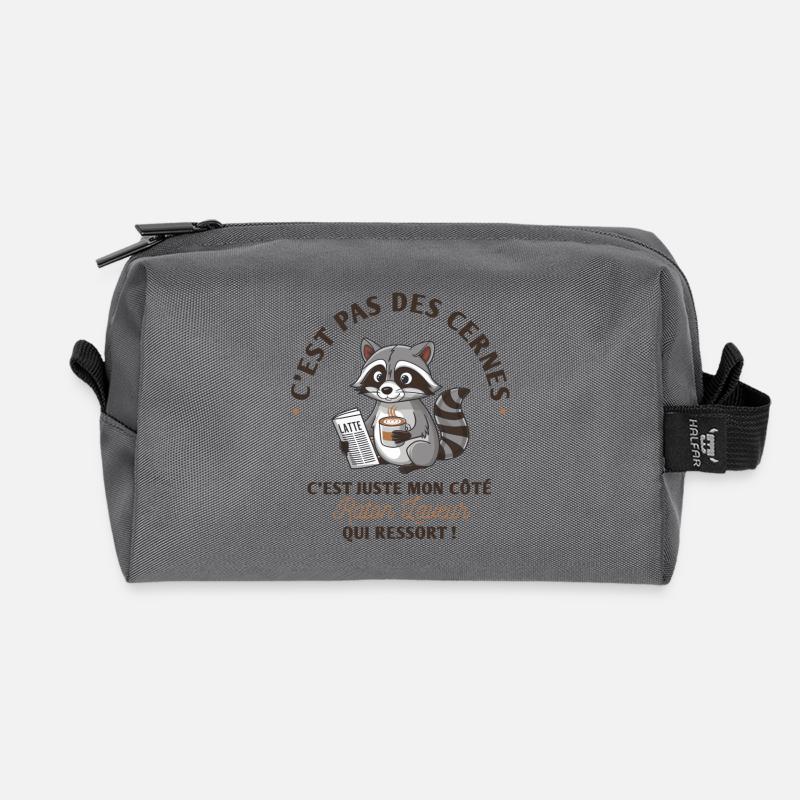 C'est pas des cernes, c'est mon côté raton laveur - Trousse de toilette en tissu recyclé - anthracite