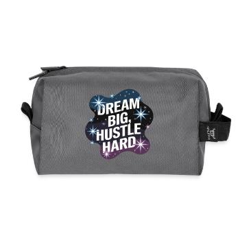 Rêver grand, se démener – Ciel nocturne - Trousse de toilette en tissu recyclé - anthracite - Devant
