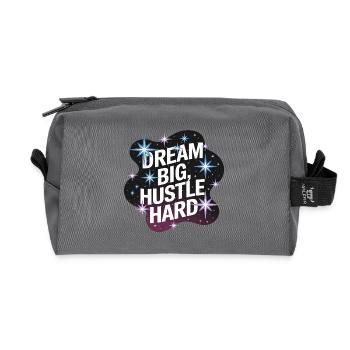 Rêver grand, se démener – Ciel nocturne - Trousse de toilette en tissu recyclé - anthracite - Devant